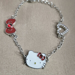 Hello Kitty 3 charm sparkly silver tone bracelet